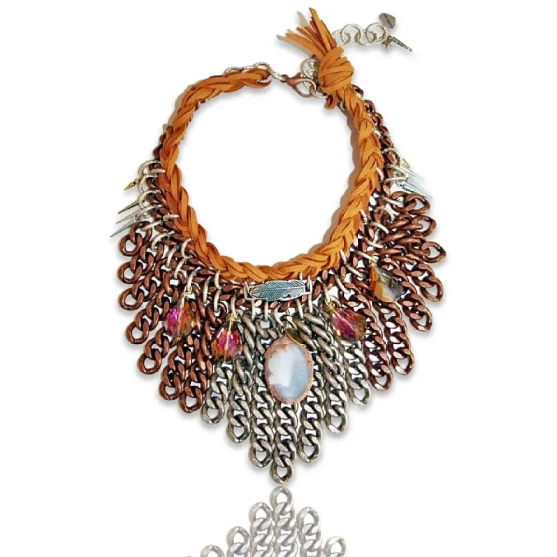 Statement chocker with agate stone and chocolate suede leather. sold by Maiden-Art