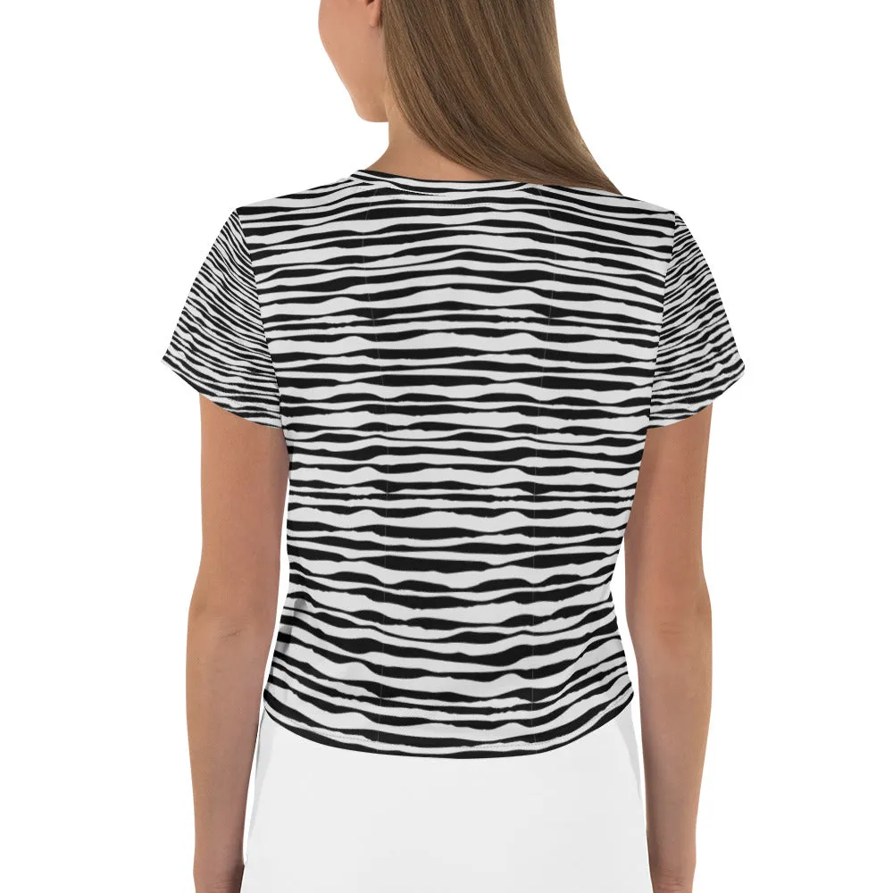 "Be You" All-Over Print Crop Tee - ZEBRA GREY. sold by Maiden-Art product image thumbnail 2