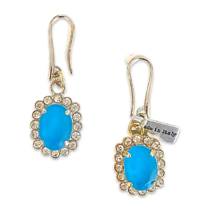 Azure Blue Statement Earrings and Rhinestones. sold by Maiden-Art