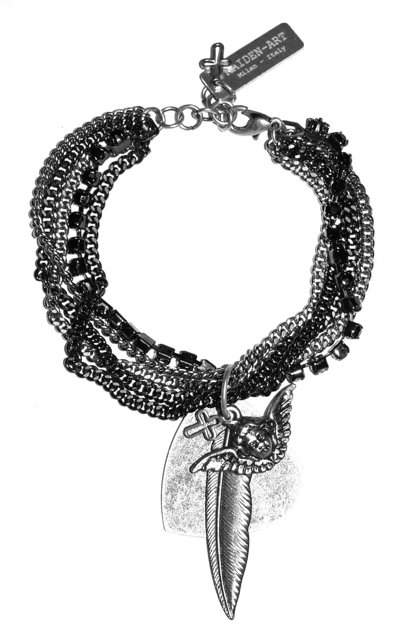 Swarovski Crystals, Feather, Heart and Angel Charms Bracelet in Rose Gold or Silver. sold by Maiden-Art product image thumbnail 2