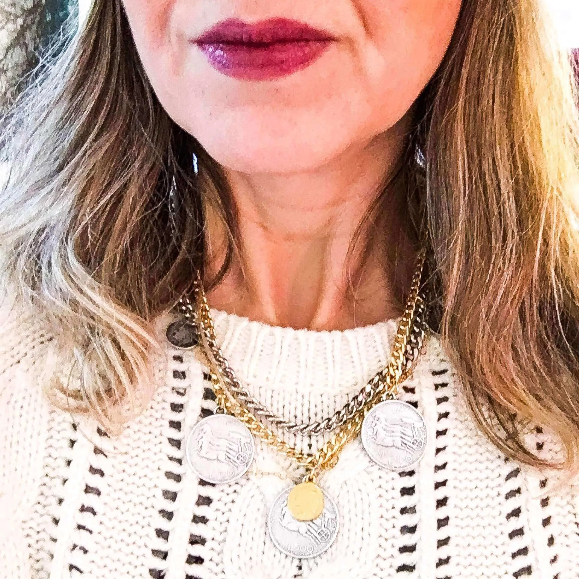 Coin Layered Necklace in Gold and Silver. Coin Jewelry. sold by Maiden-Art product image thumbnail 3