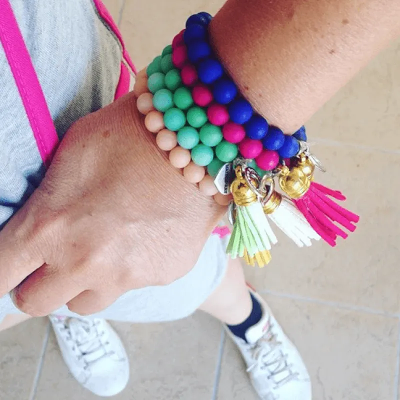 Colorful beaded bracelet with suede tassel. 5 Colors Available. sold by Maiden-Art
