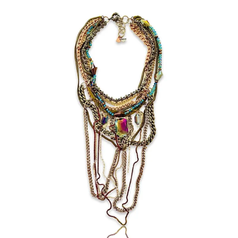 Multi Color Statement Necklace with Swarovski Crystals. sold by Maiden-Art