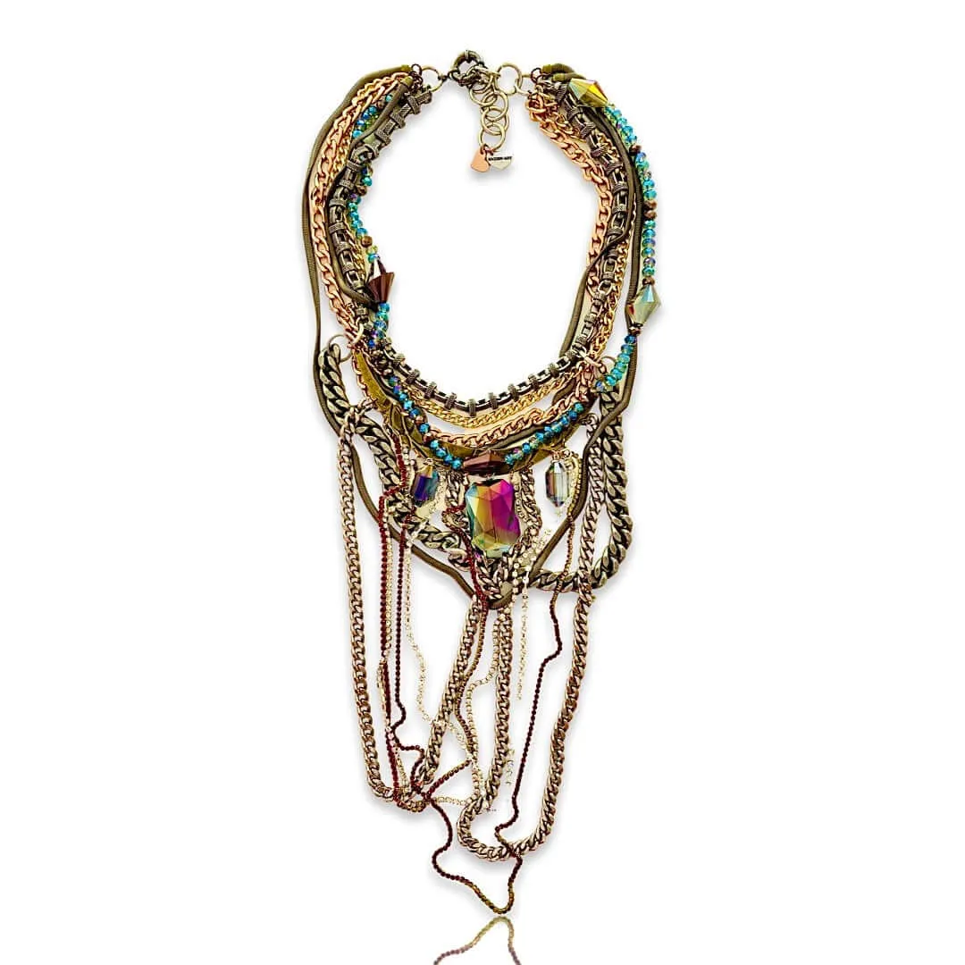 Multi Color Statement Necklace with Swarovski Crystals. sold by Maiden-Art