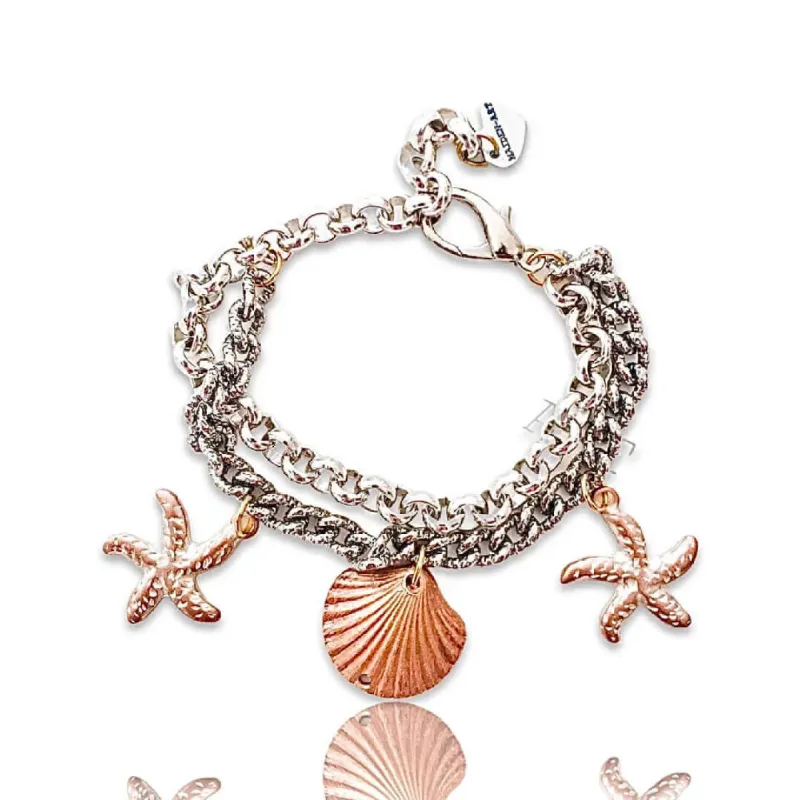 Statement Bracelet with Shell and Starfish Charms. sold by Maiden-Art