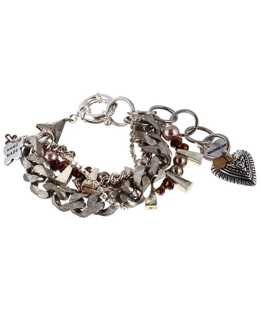 Chunky charm bracelet features a stunning arrangement of silver-plated charms and iridescent beads. sold by Maiden-Art product image thumbnail 2