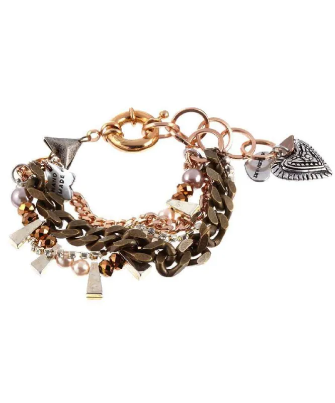 Chunky charm bracelet features a stunning arrangement of silver-plated charms and iridescent beads. sold by Maiden-Art