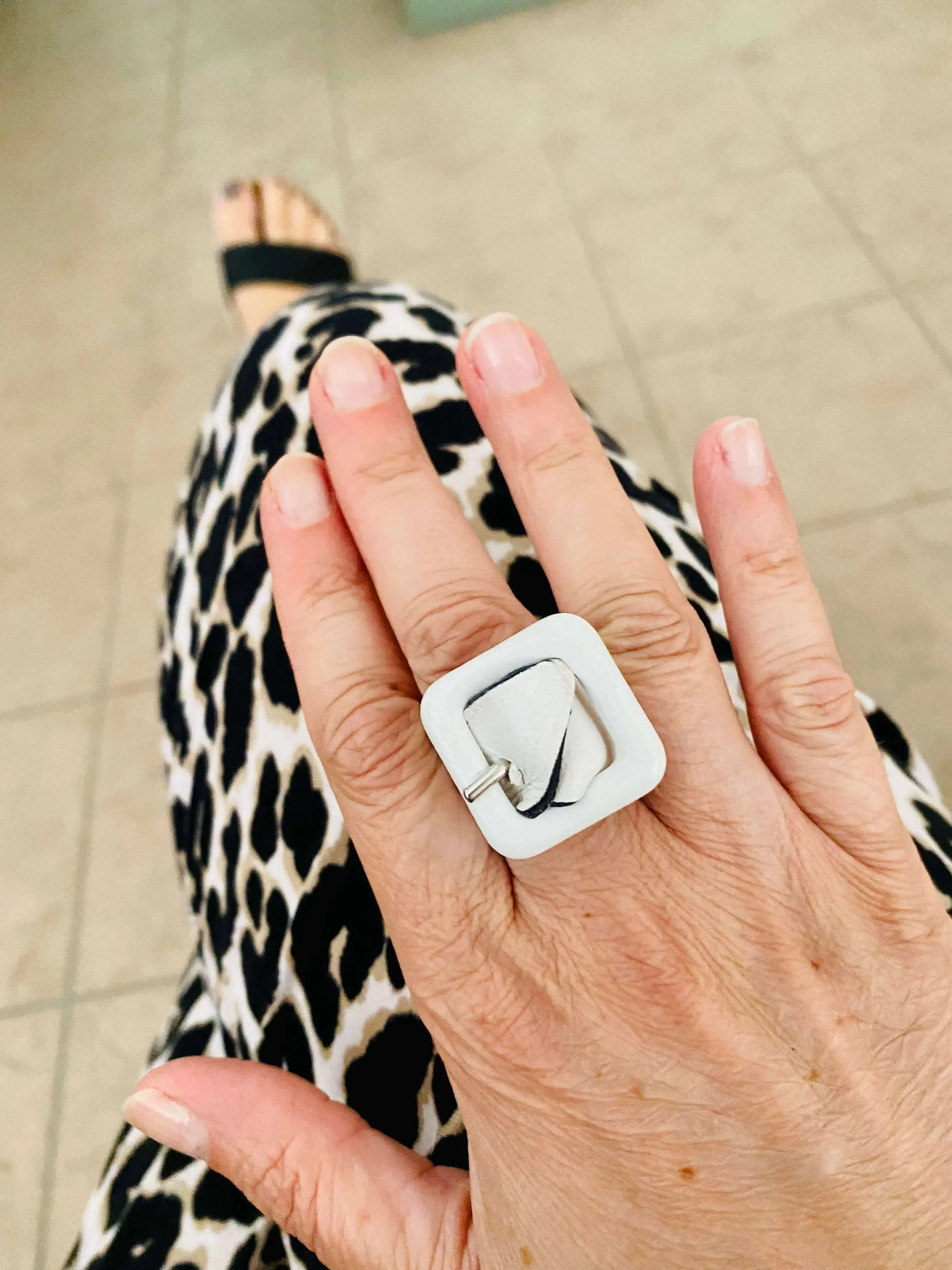 White Leather Belt Ring sold by Maiden-Art product image thumbnail 4