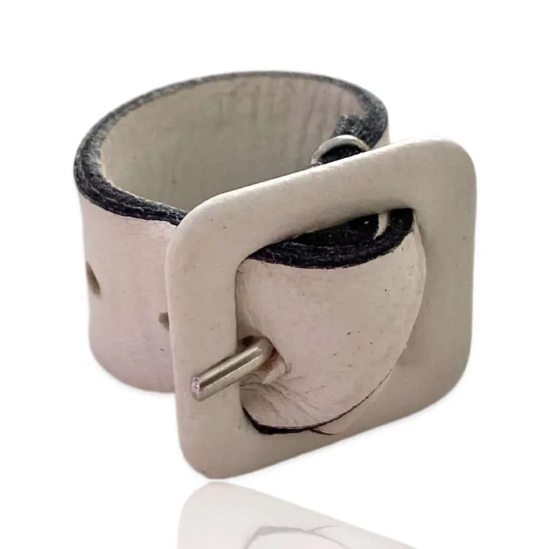 White Leather Belt Ring sold by Maiden-Art product image thumbnail 2