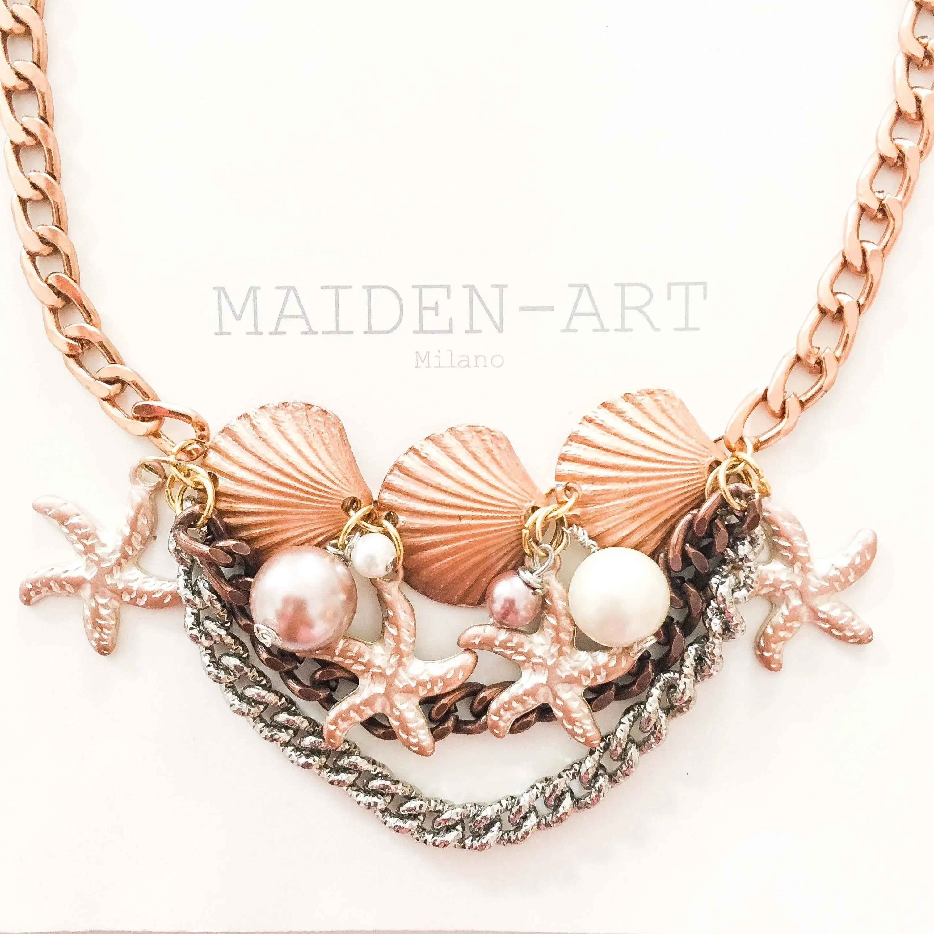 Statement Choker with Shell, Starfish Charms and Pearls. sold by Maiden-Art product image thumbnail 2