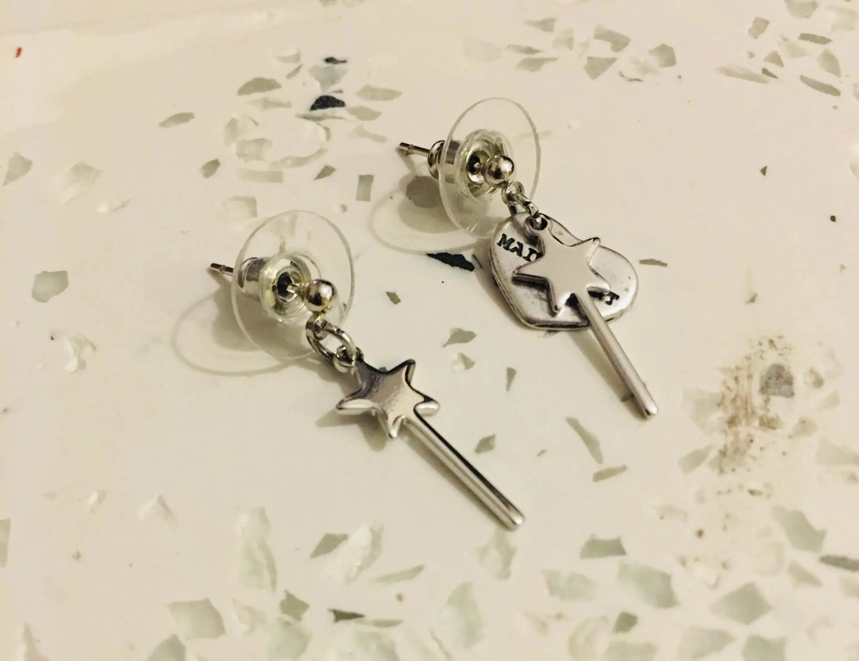 White Gold Magic Wand Stud Earrings sold by Maiden-Art product image thumbnail 2