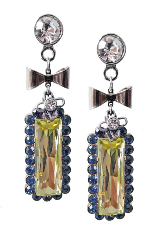 Blue and Yellow dangle and drop earrings with Crystallized Swarovski elements. sold by Maiden-Art