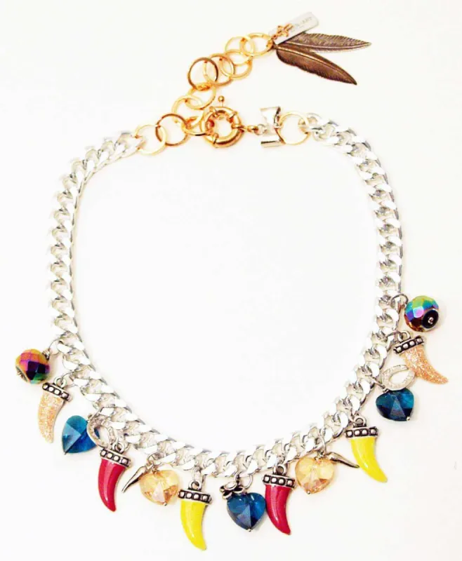 Colorful Horn, Horseshoe, Heart Charm Necklace sold by Maiden-Art