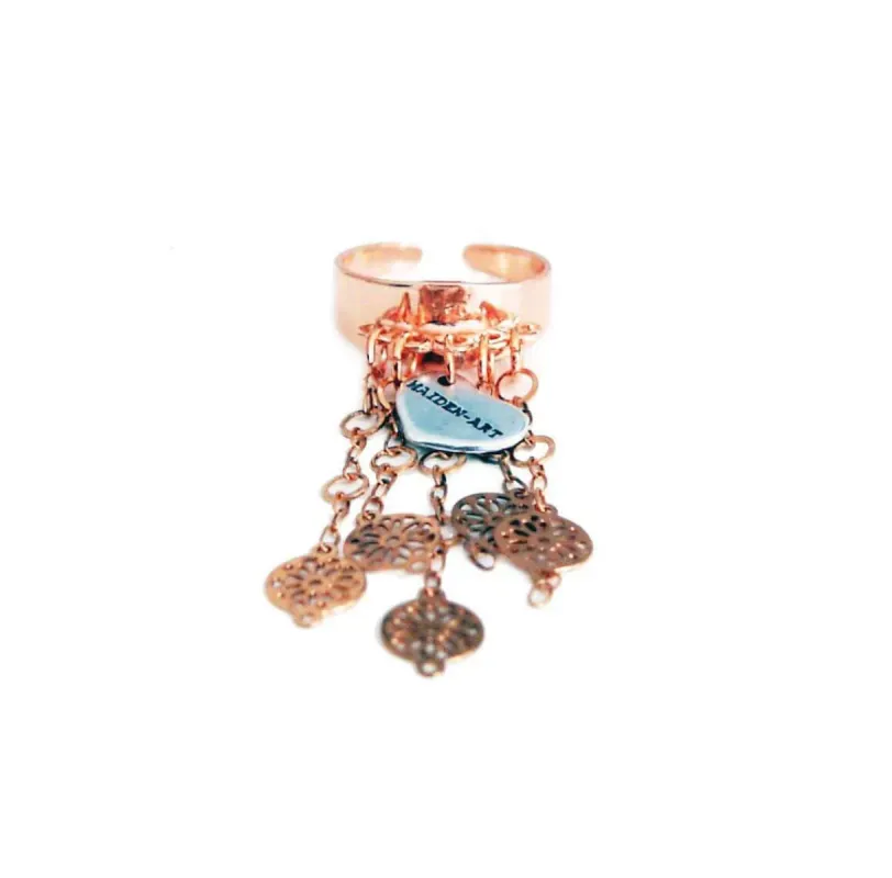Statement ring in rose gold with flower fringes sold by Maiden-Art