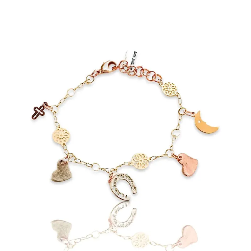 18kt Gold Plated Charms Bracelet. Gold Charm Bracelet. sold by Maiden-Art