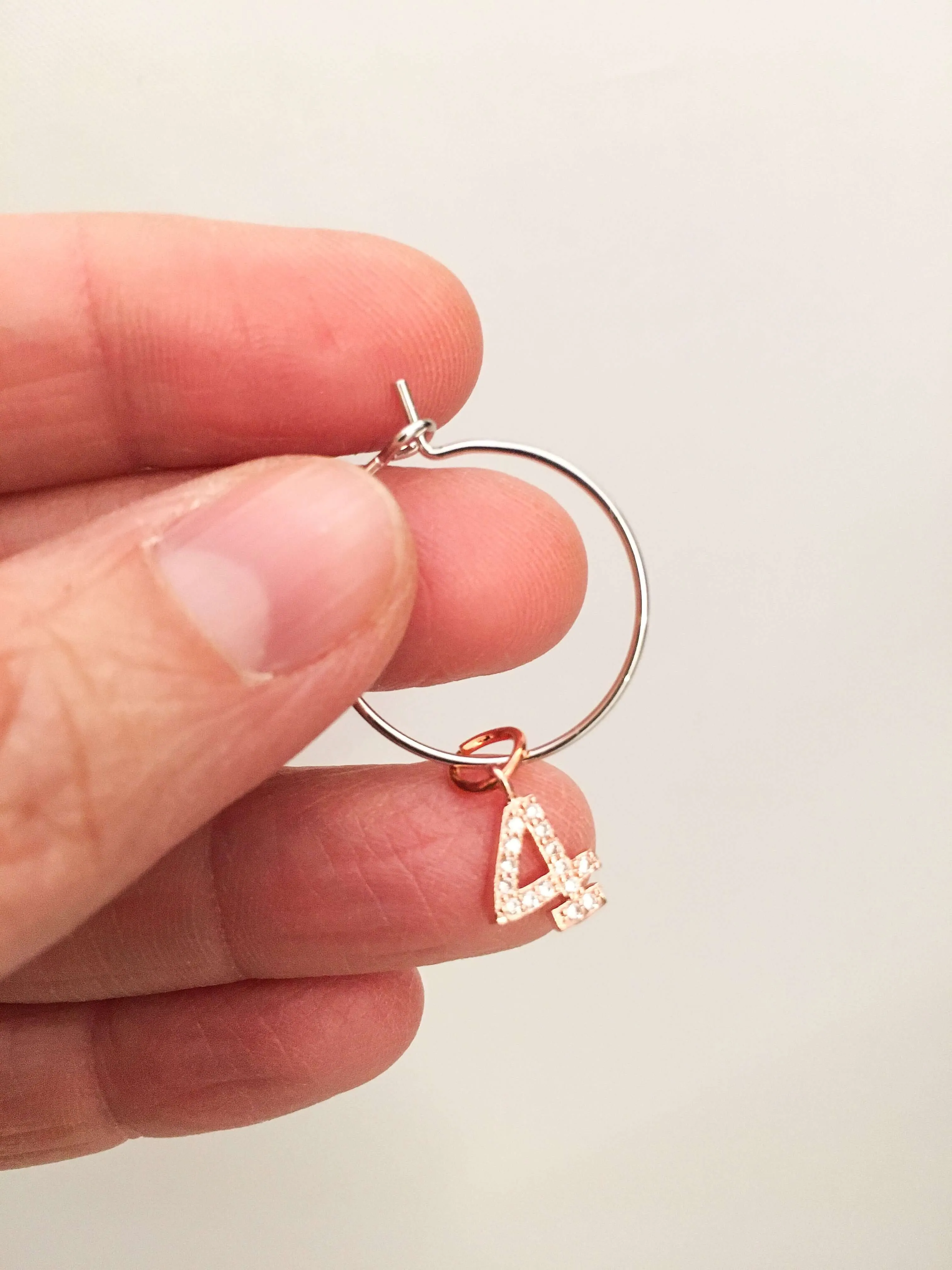 Number hoop earrings in silver, rose gold and rhinestones. sold by Maiden-Art product image thumbnail 3