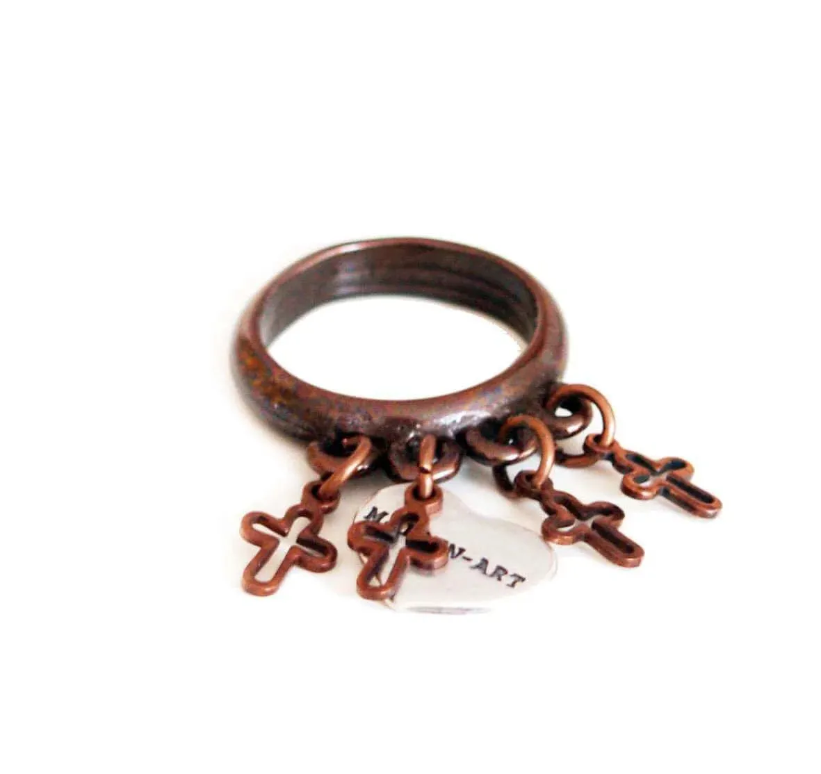 Statement ring in copper with crosses sold by Maiden-Art product image thumbnail 2