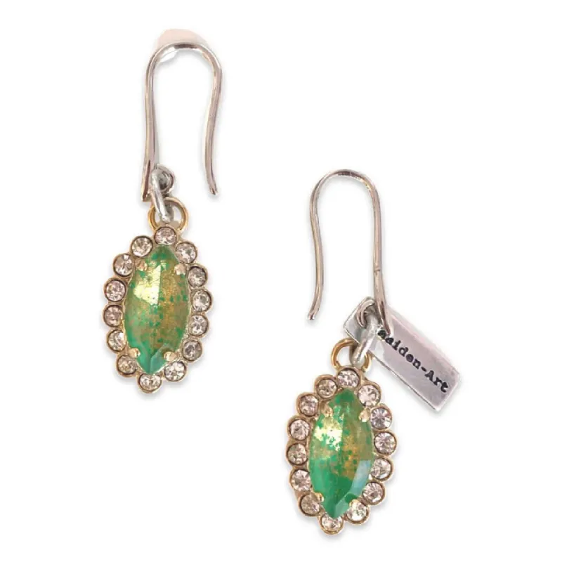 Emerald Green Statement Earrings and Rhinestones. sold by Maiden-Art