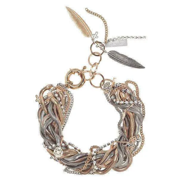 Silver and rose gold snake bracelet with crystals sold by Maiden-Art