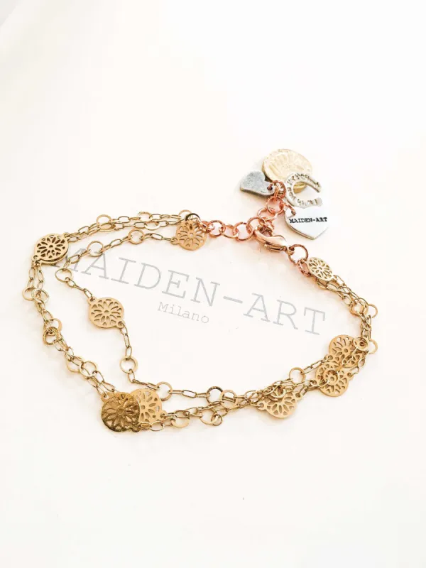 Gold coin bracelet with horseshoe and heart charms. Coin Jewelry. sold by Maiden-Art