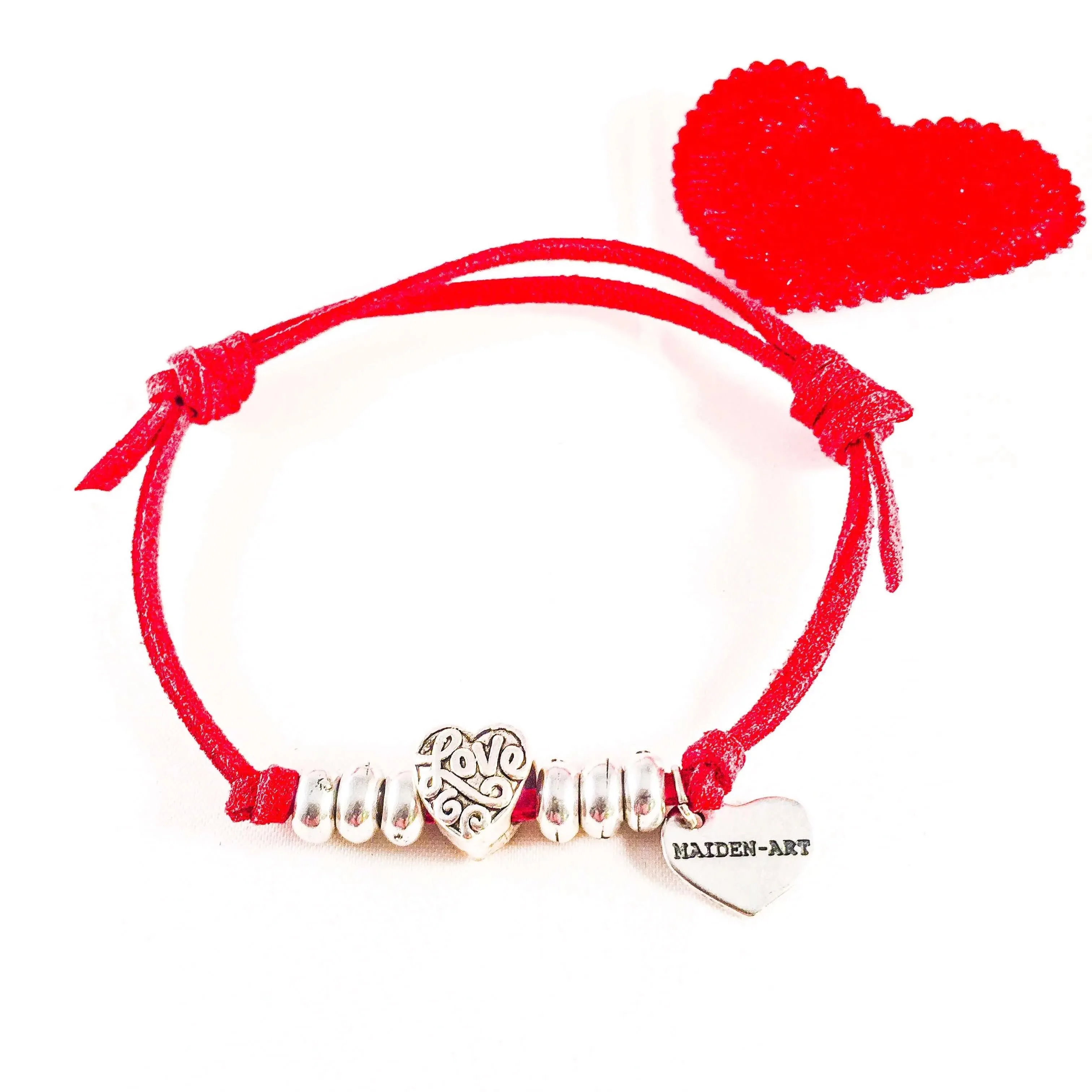 Silver Charms Red Vegan Suede Bracelet sold by Maiden-Art product image thumbnail 4