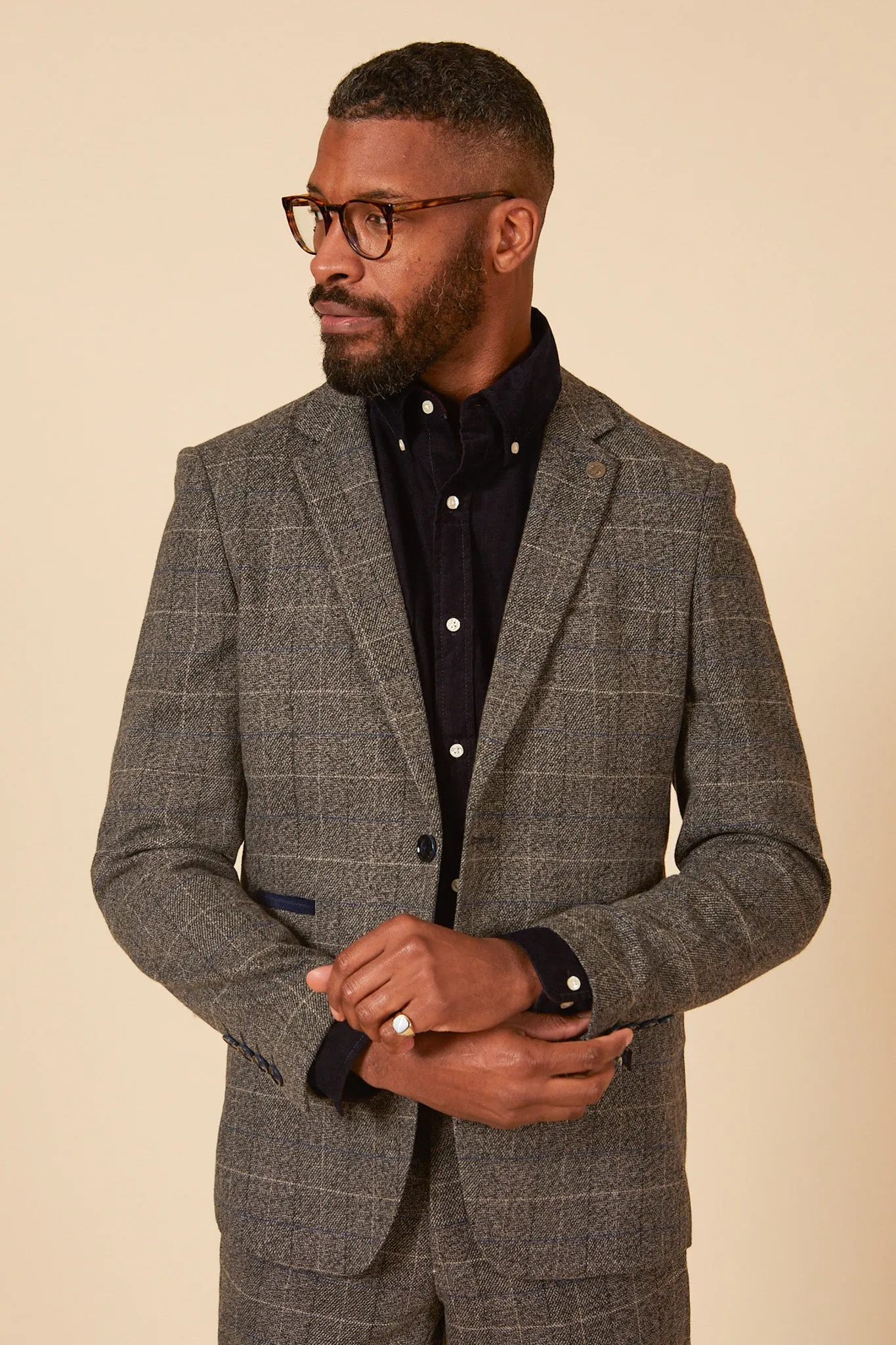 SCOTT - Grey Tweed Check Two Piece Suit sold by Marc Darcy product image thumbnail 4
