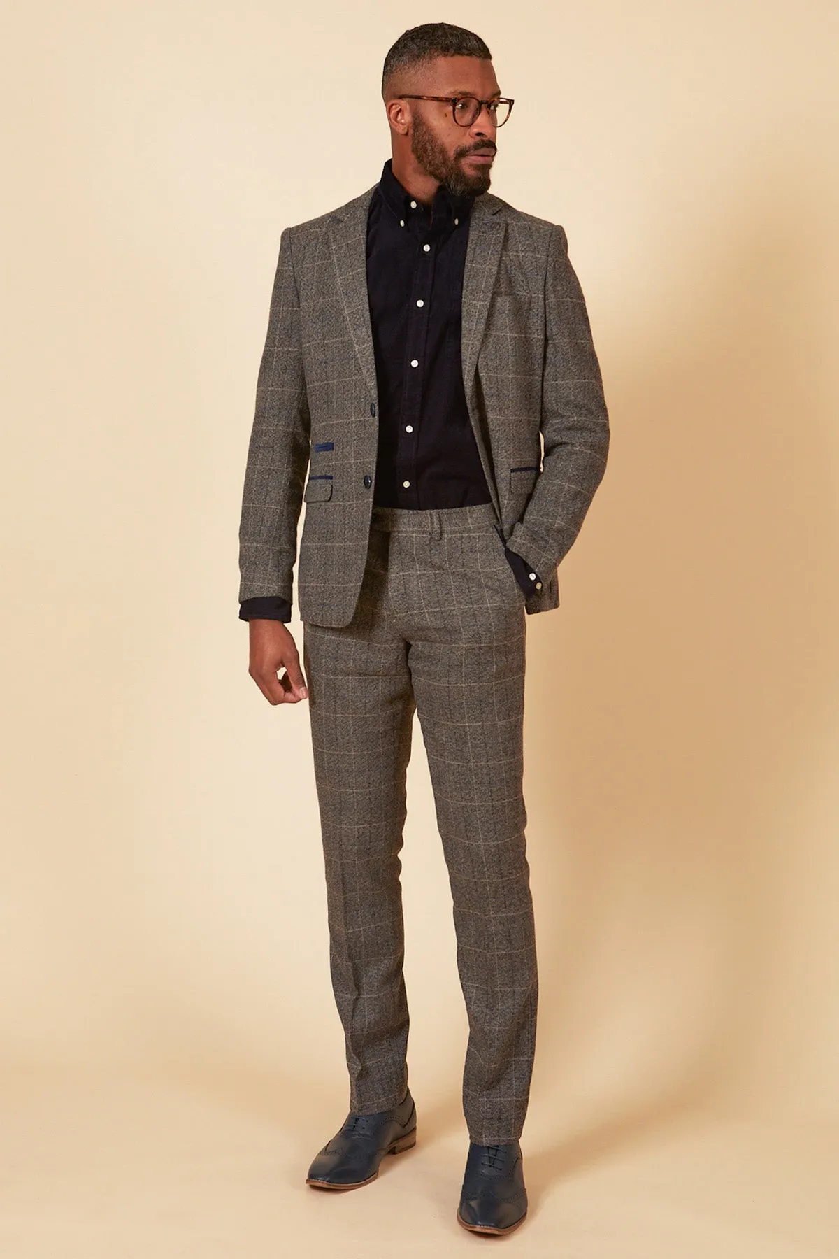 SCOTT - Grey Tweed Check Two Piece Suit sold by Marc Darcy