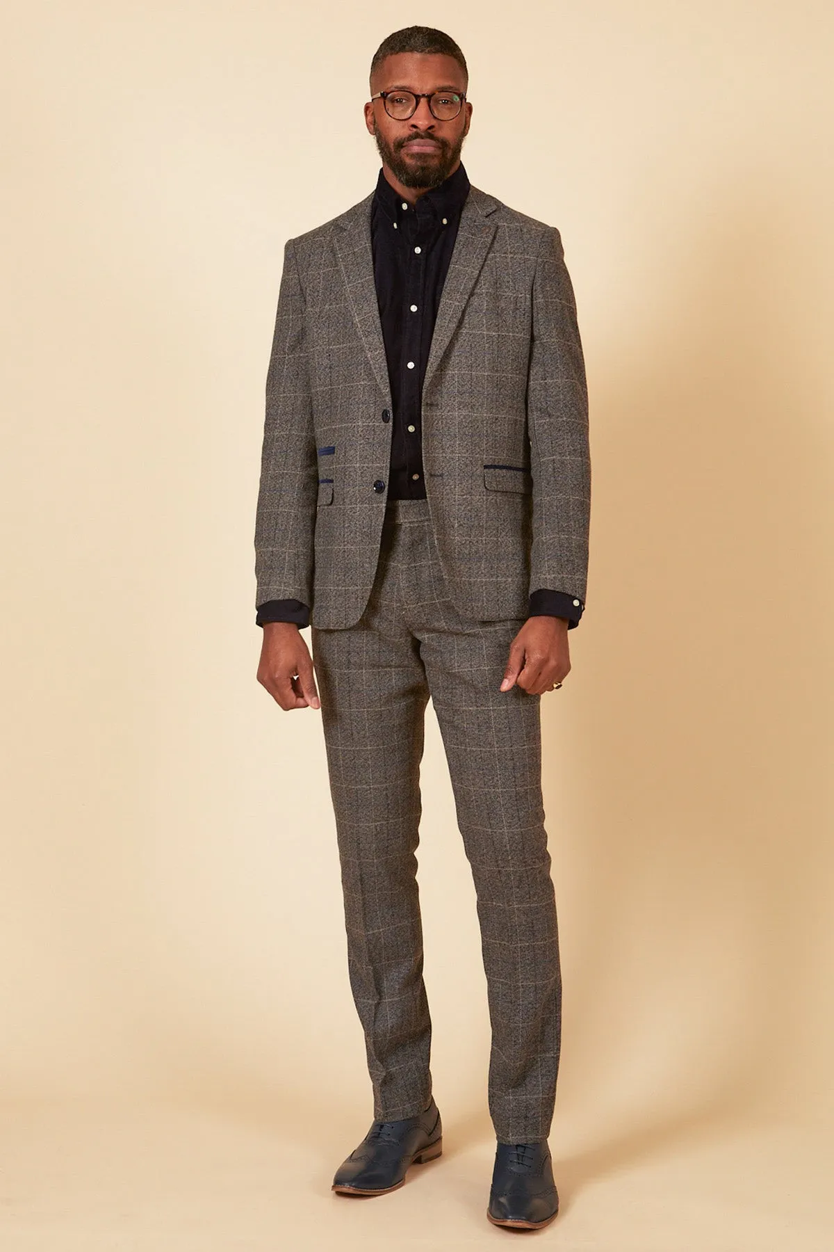 SCOTT - Grey Tweed Check Two Piece Suit sold by Marc Darcy product image thumbnail 3
