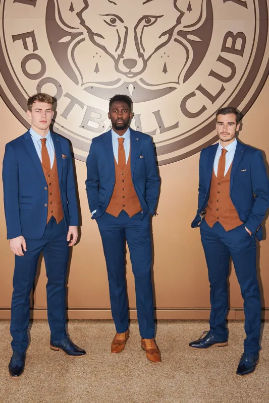 Official Leicester City F.C. Club Suit | MAX Royal Blue Suit With Kelvin Tan Waistcoat sold by Marc Darcy