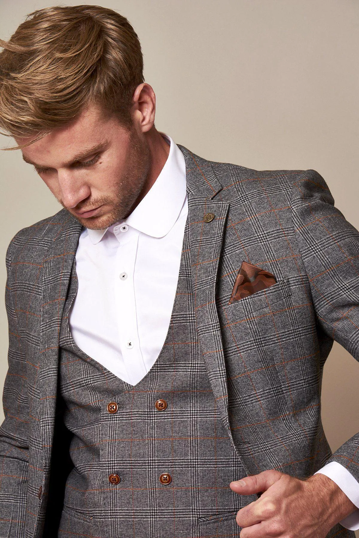 Blogger Style | JENSON Grey Check Suit As Worn By Gurj Sohanpal sold by Marc Darcy product image thumbnail 5