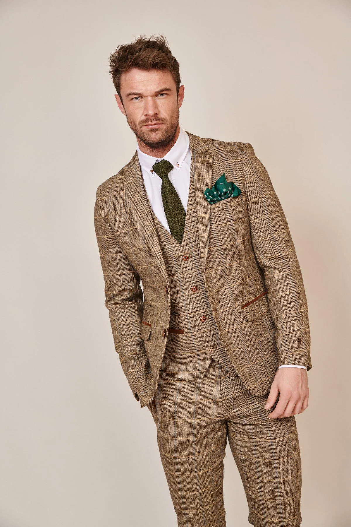 Leyton Orient manager Richie Wellens in Ted Tan Tweed Blazer & Waistcoat sold by Marc Darcy product image thumbnail 3