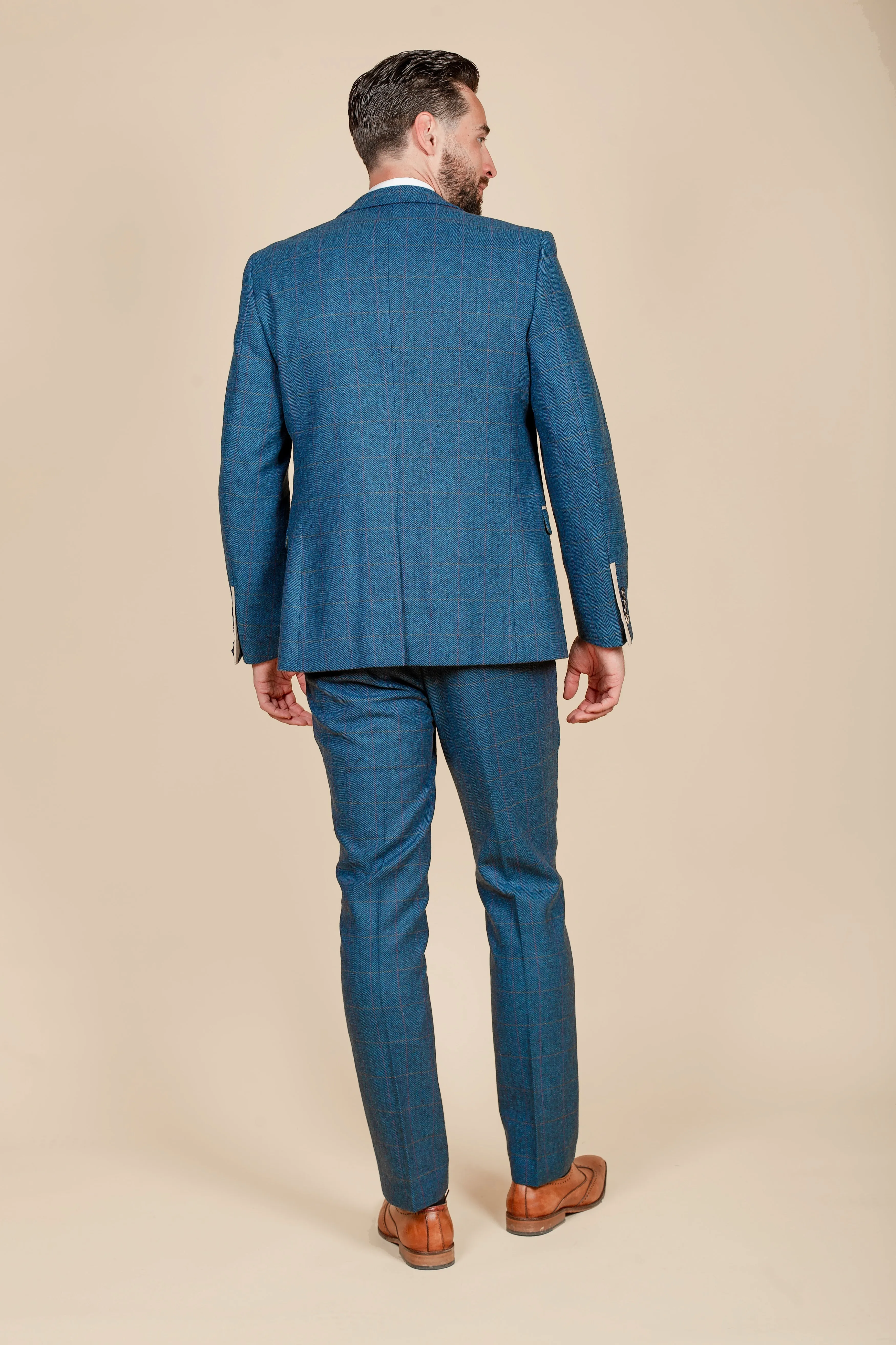 The Everton Collection | Jarrad Branthwaite In DION Blue Tweed Check Suit sold by Marc Darcy product image thumbnail 5