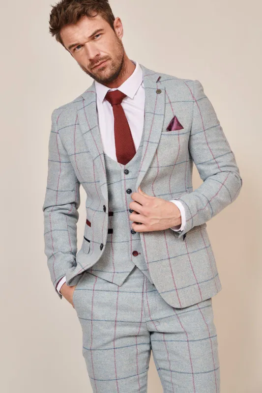 NICOLAS - Sky Check Tweed Blazer made by Marc Darcy