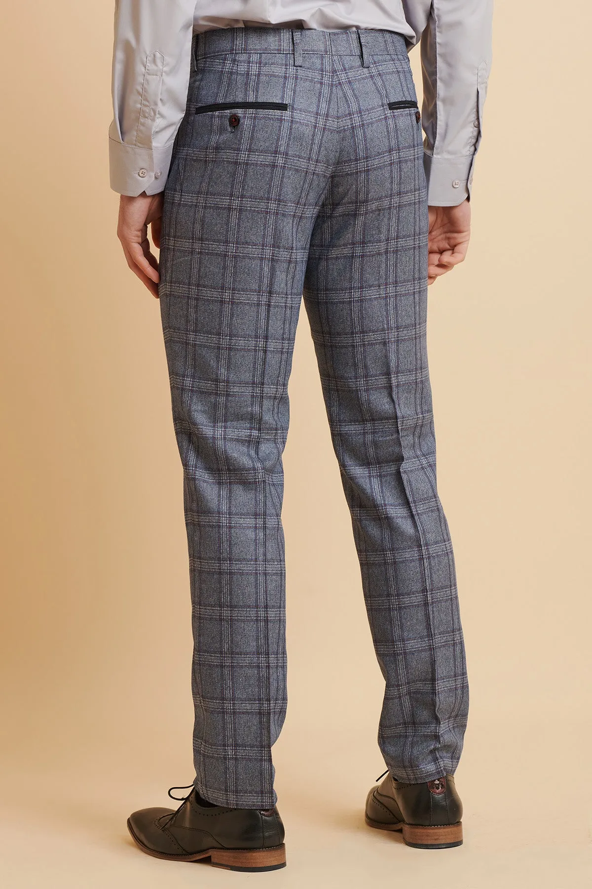 ABBOTT - Blue Tweed Check Trousers sold by Marc Darcy product image thumbnail 2