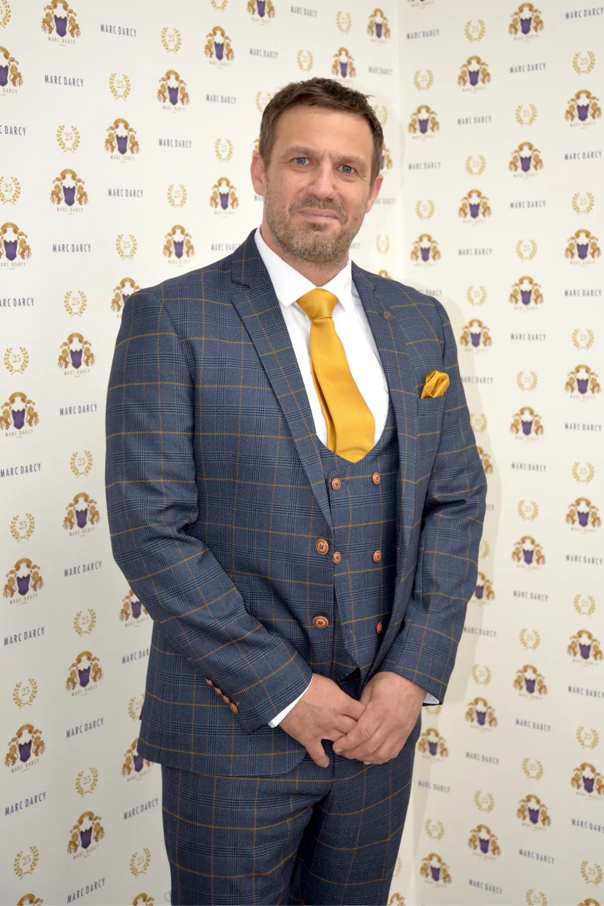 Actor Jamie Lomas in Jenson Marine Check Suit sold by Marc Darcy product image thumbnail 2