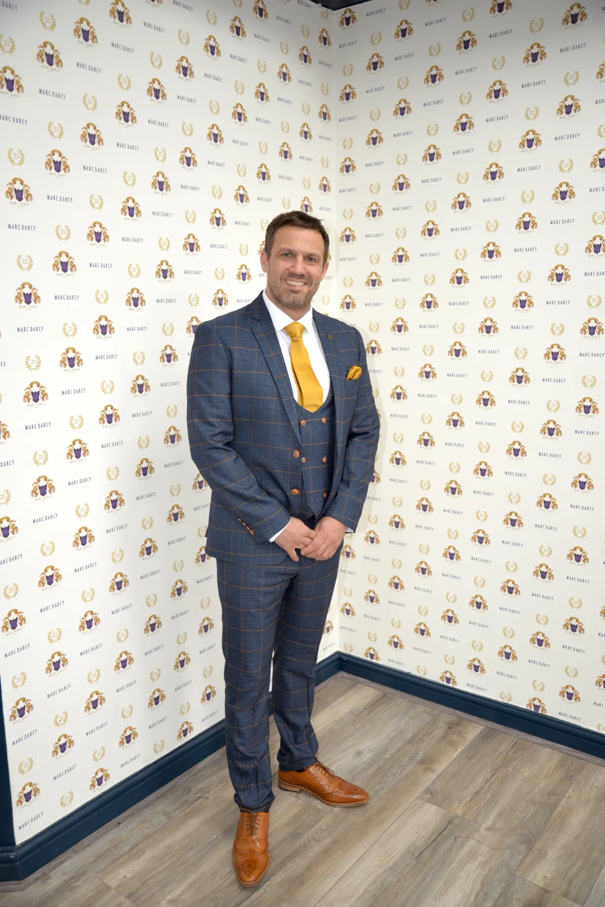 Actor Jamie Lomas in Jenson Marine Check Suit sold by Marc Darcy product image thumbnail 3
