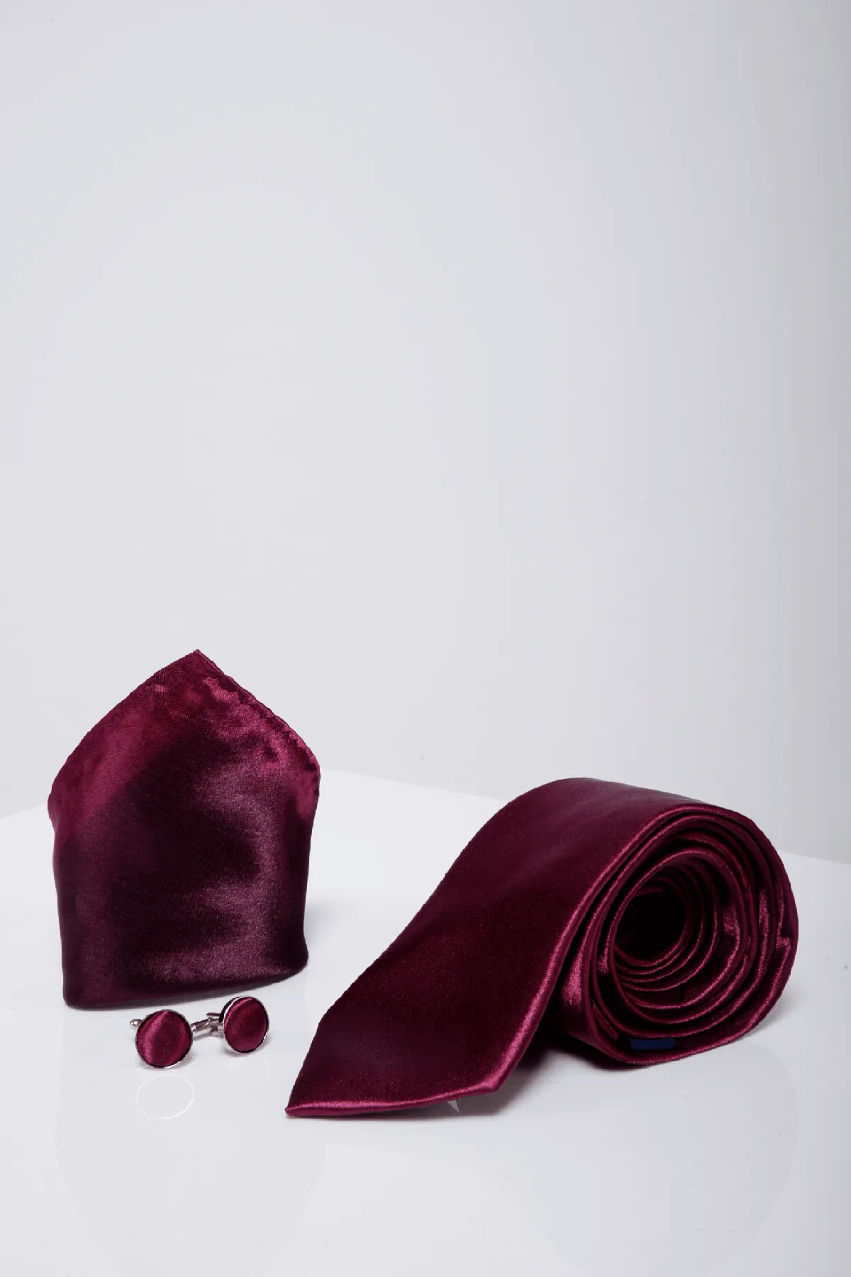 ST - Satin Tie and Pocket Square Set In Plum sold by Marc Darcy product image thumbnail 3