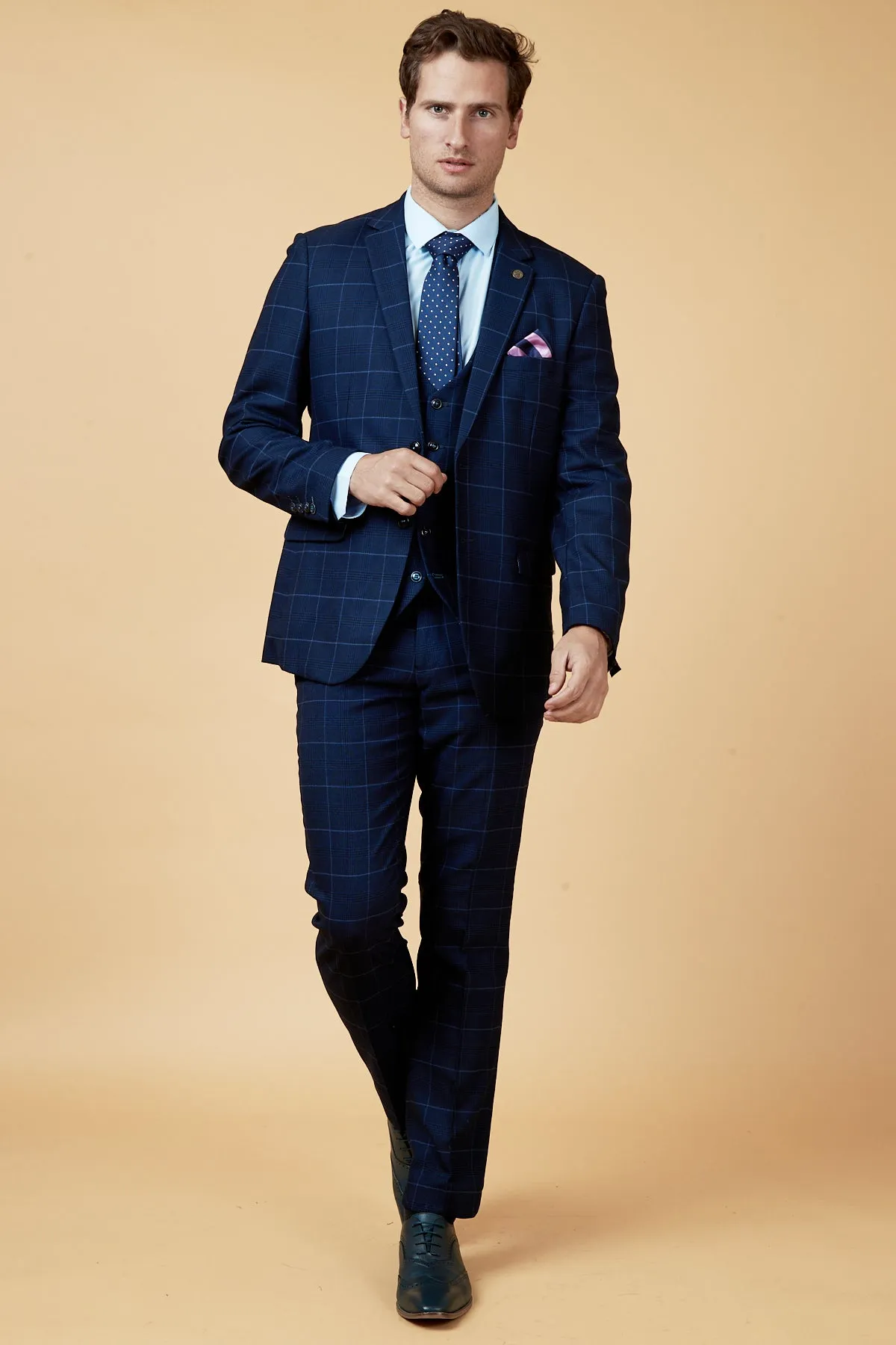 EDINSON - Navy Sky Check Three Piece Suit sold by Marc Darcy product image thumbnail 2