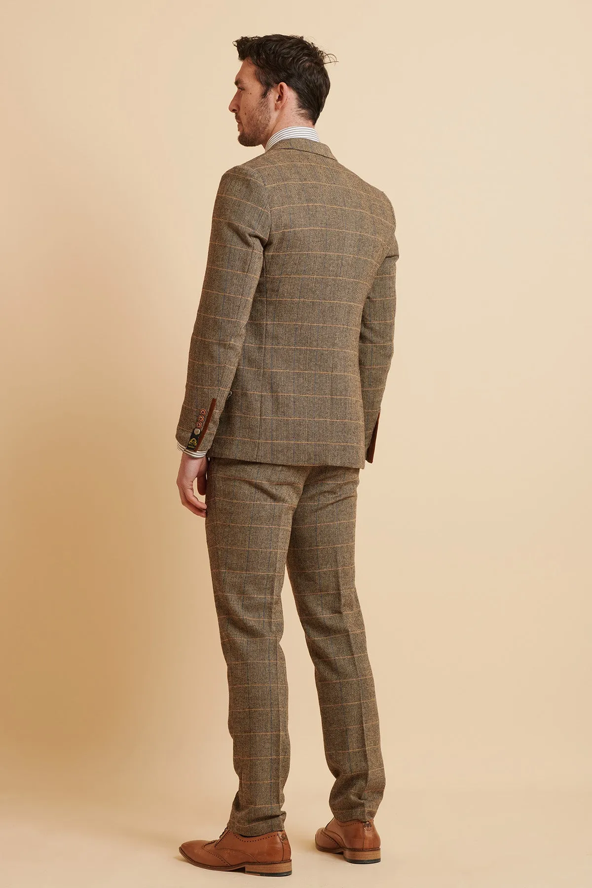 TED - Tan Tweed Check Three Piece Suit sold by Marc Darcy product image thumbnail 3