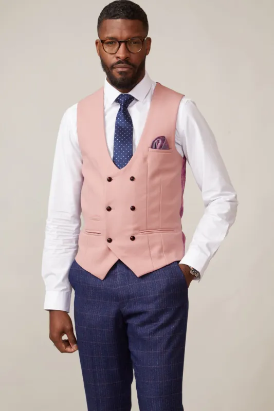 KELVIN - Pink Double Breasted Waistcoat sold by Marc Darcy
