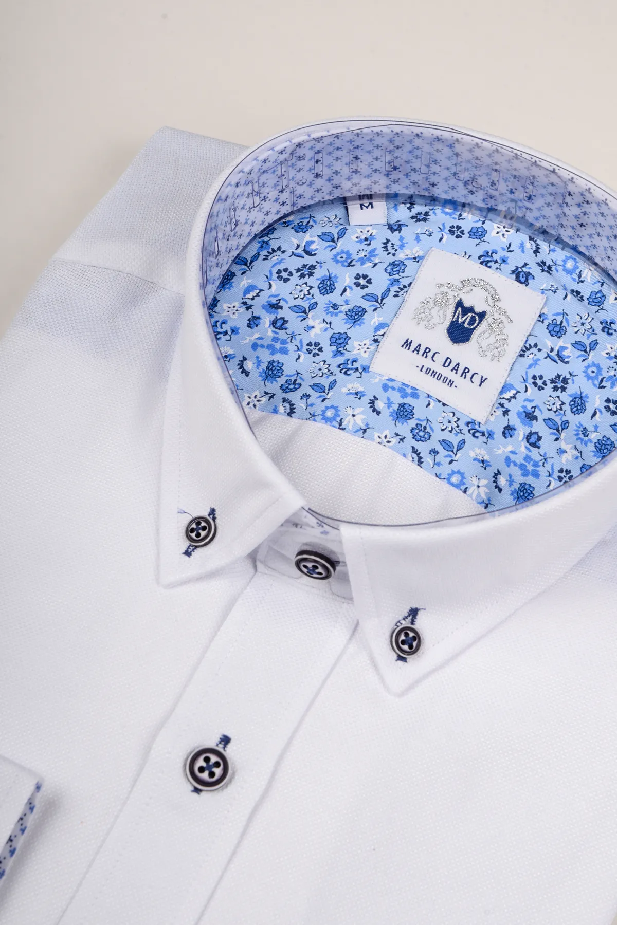 CHARLIE - White Oxford Shirt With Blue Buttons sold by Marc Darcy product image thumbnail 2