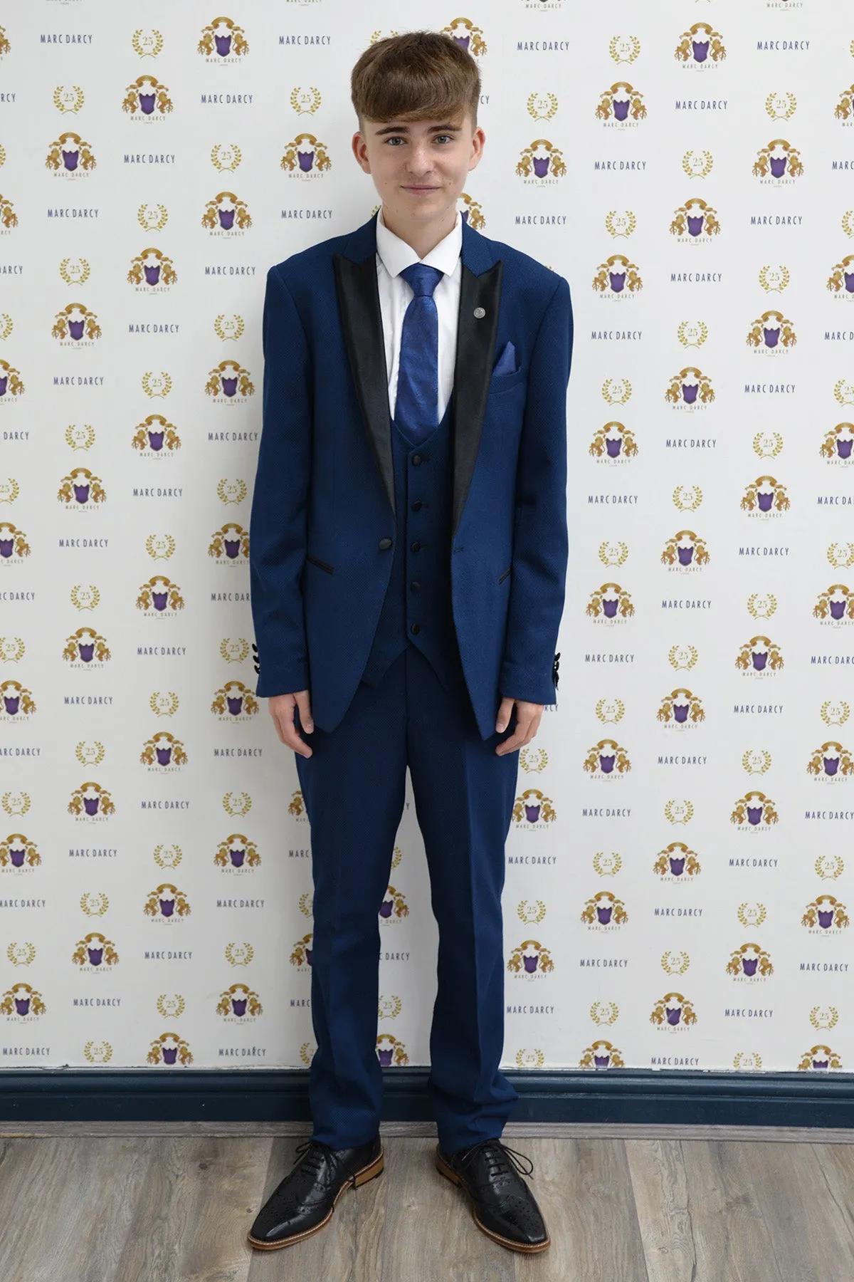 Coronation Streets Liam Connor (Charlie Wrenshall) In DALTON Royal Blue Tux Suit sold by Marc Darcy