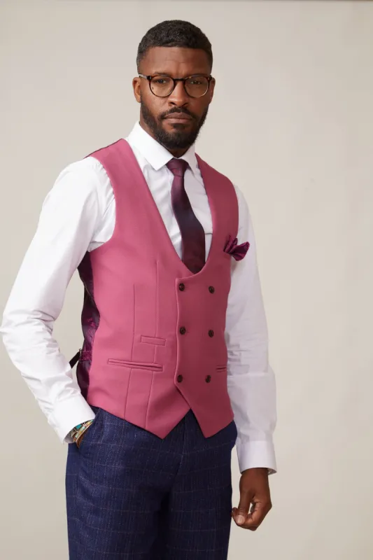 KELVIN - Berry Double Breasted Waistcoat sold by Marc Darcy