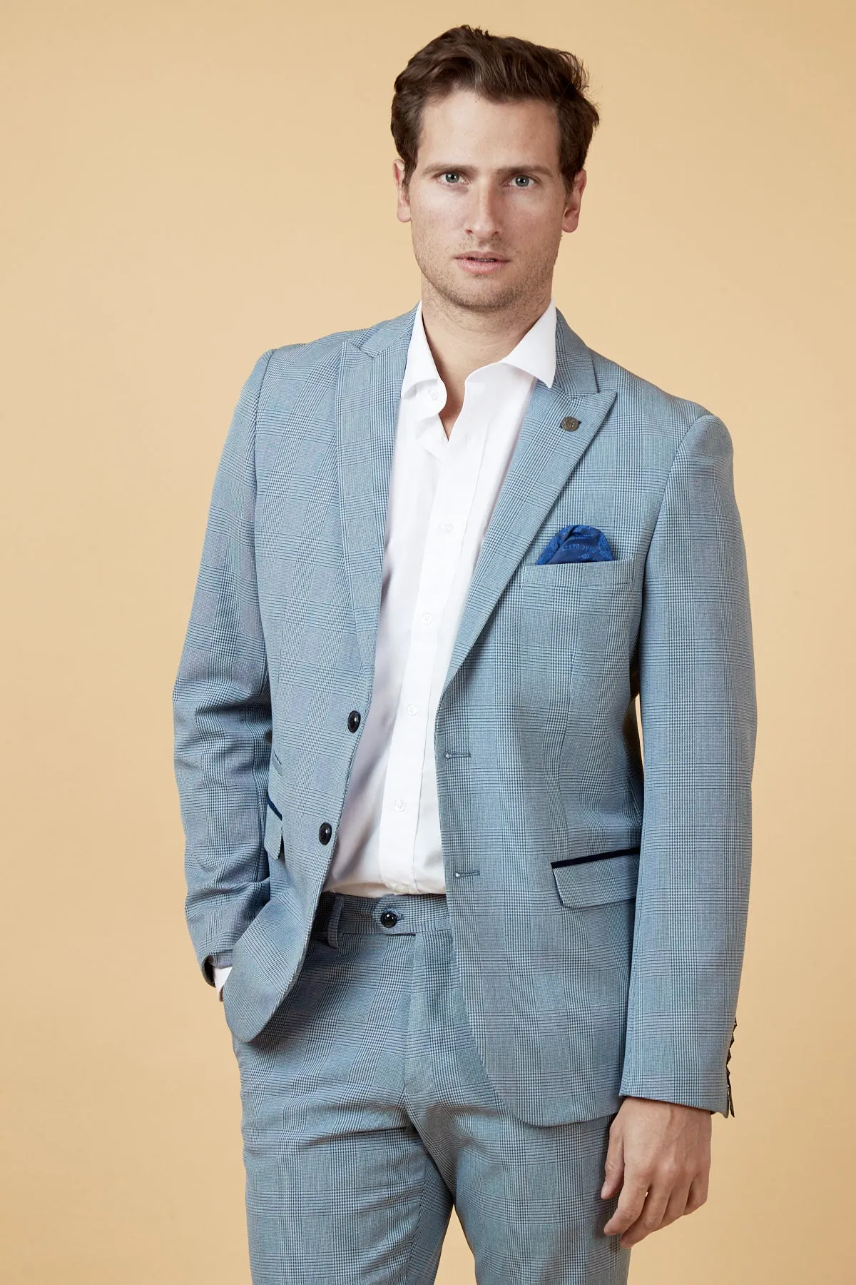 BROMLEY - Sky Blue Check Two Piece Suit sold by Marc Darcy product image thumbnail 4