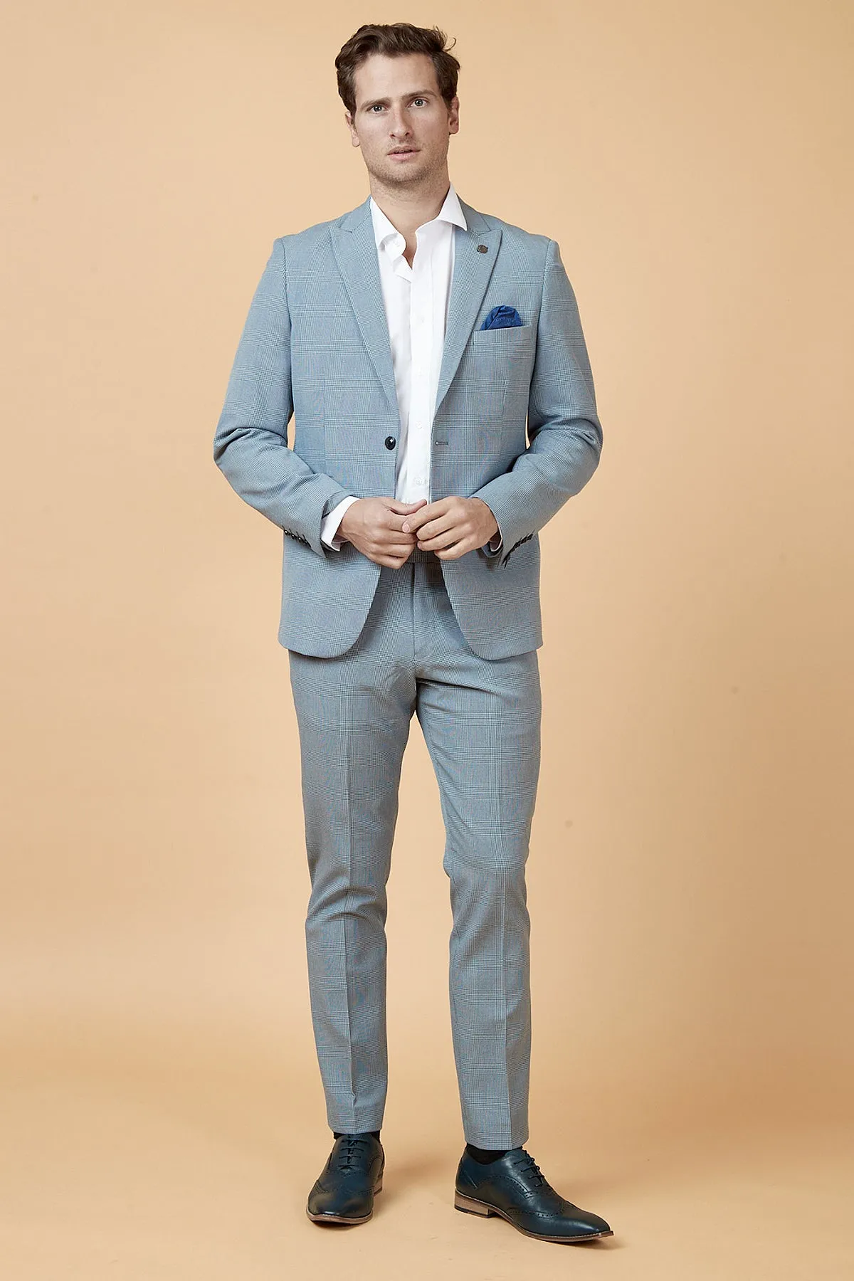 BROMLEY - Sky Blue Check Two Piece Suit sold by Marc Darcy product image thumbnail 5