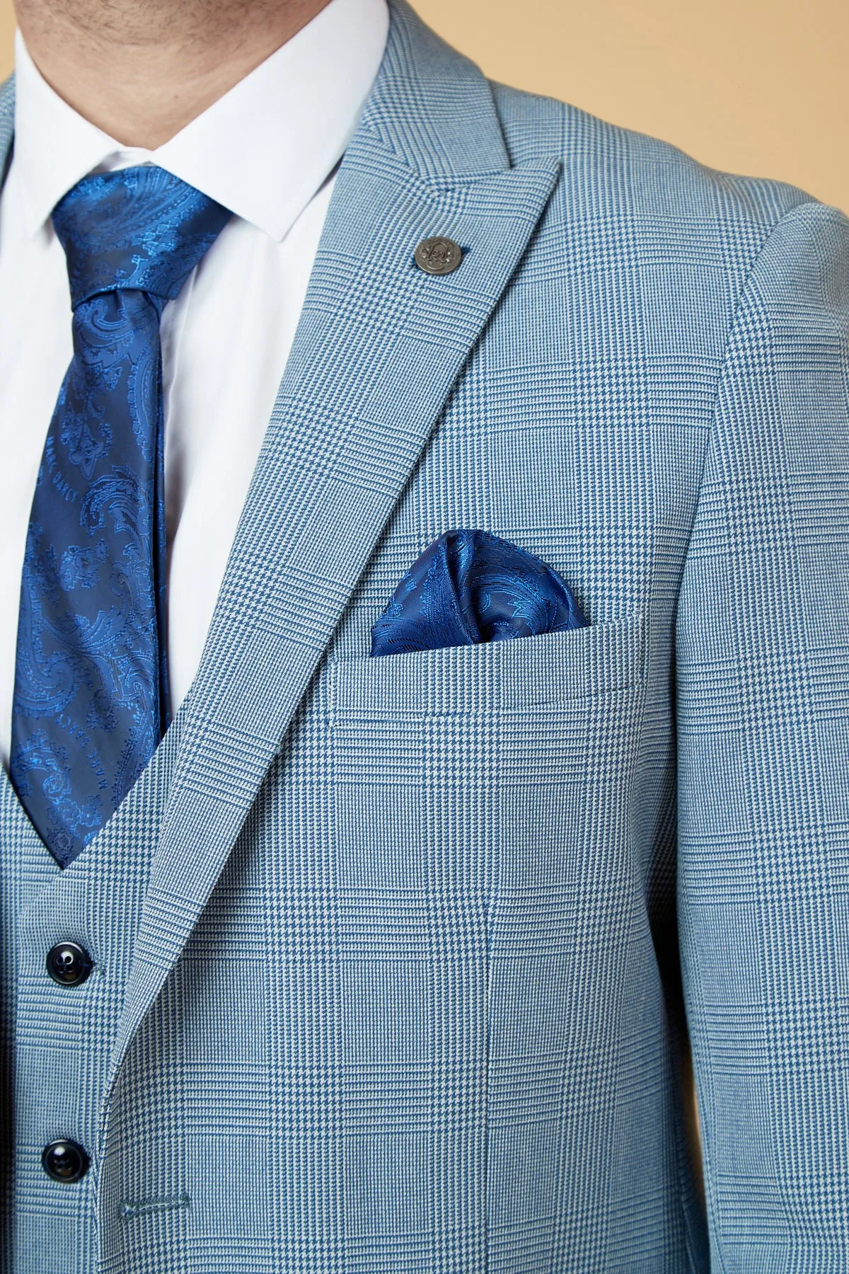 BROMLEY - Sky Blue Check Two Piece Suit sold by Marc Darcy product image thumbnail 2