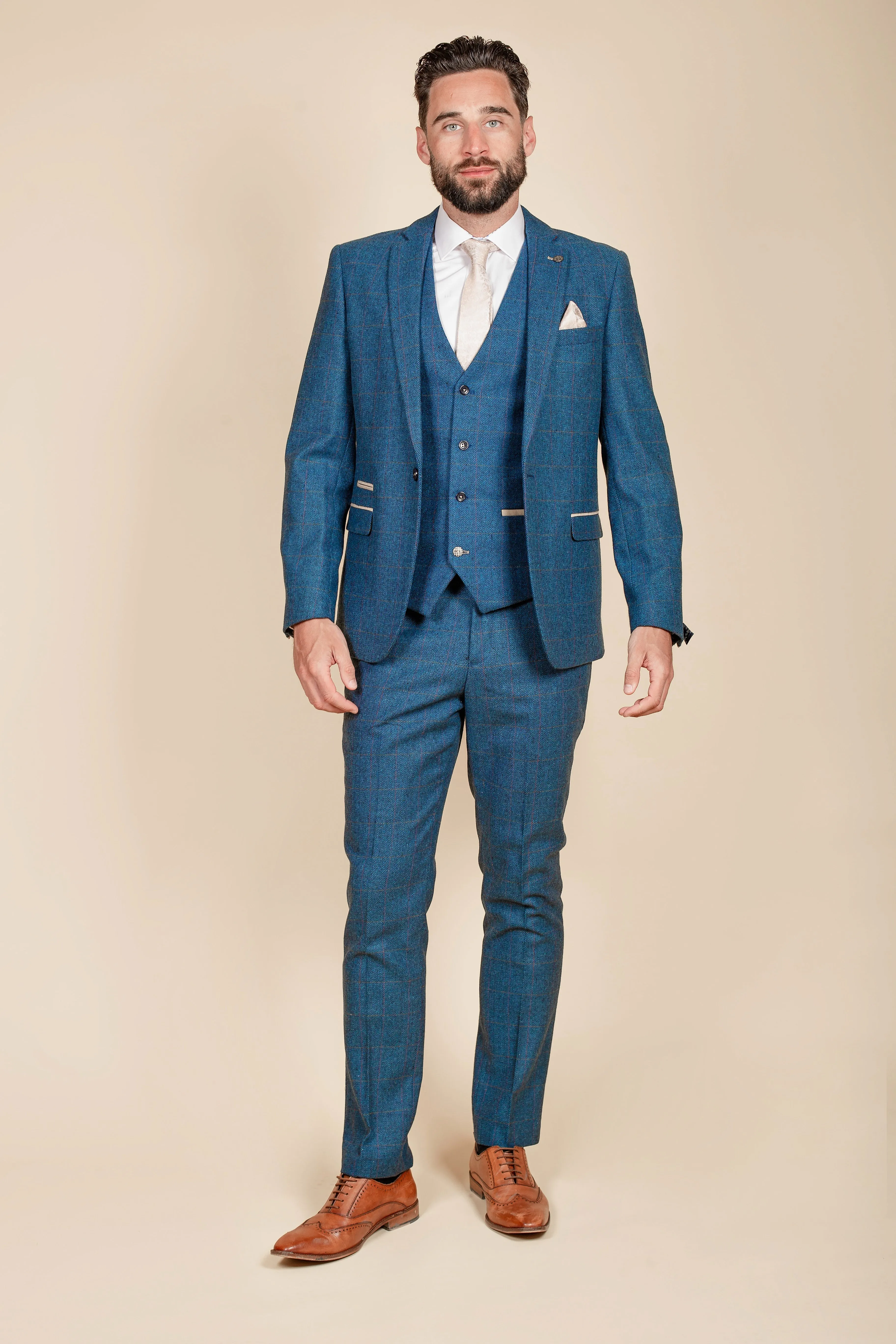 The Everton Collection | Séamus Coleman In DION Blue Tweed Check Suit sold by Marc Darcy product image thumbnail 3