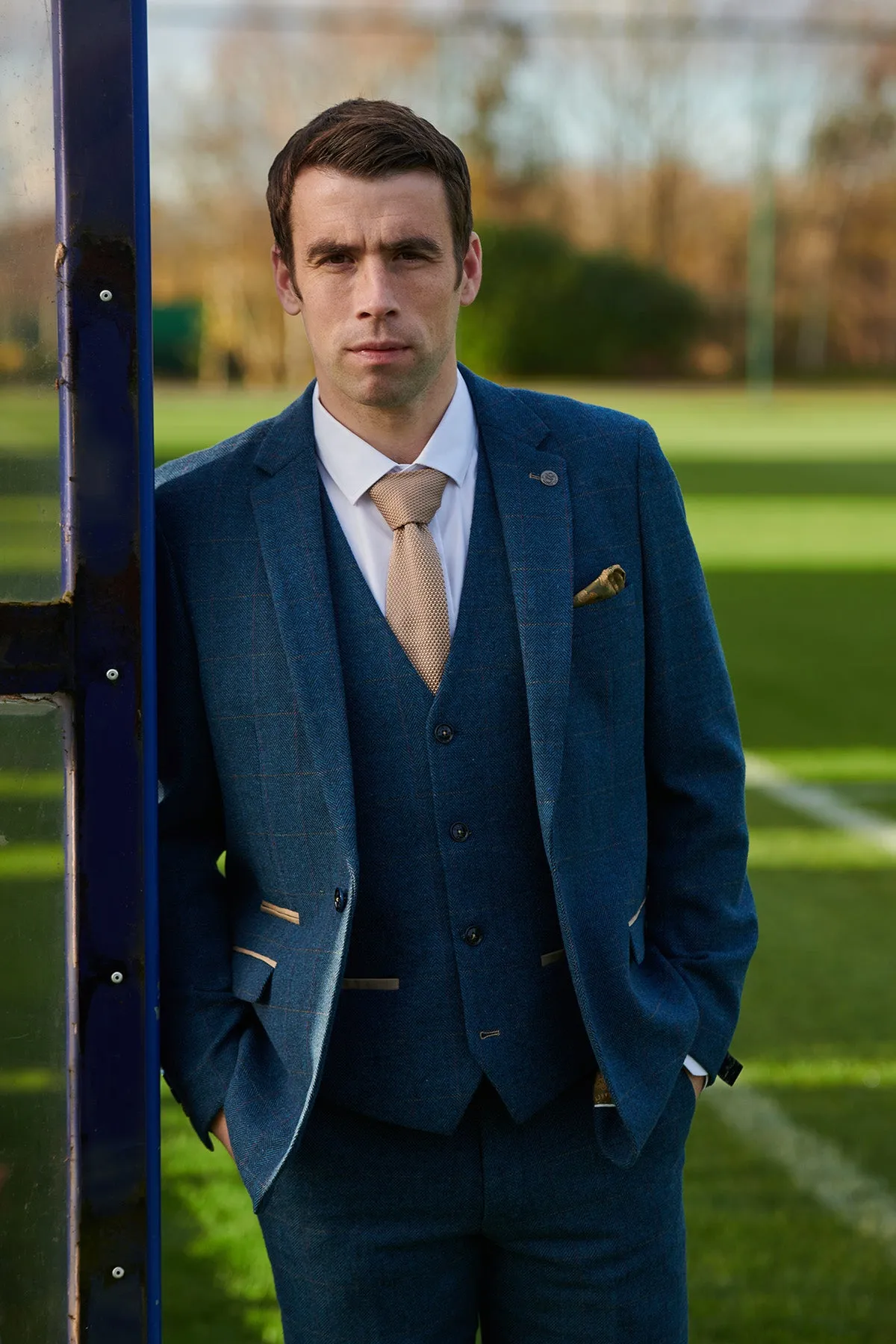 The Everton Collection | Séamus Coleman In DION Blue Tweed Check Suit sold by Marc Darcy product image thumbnail 2