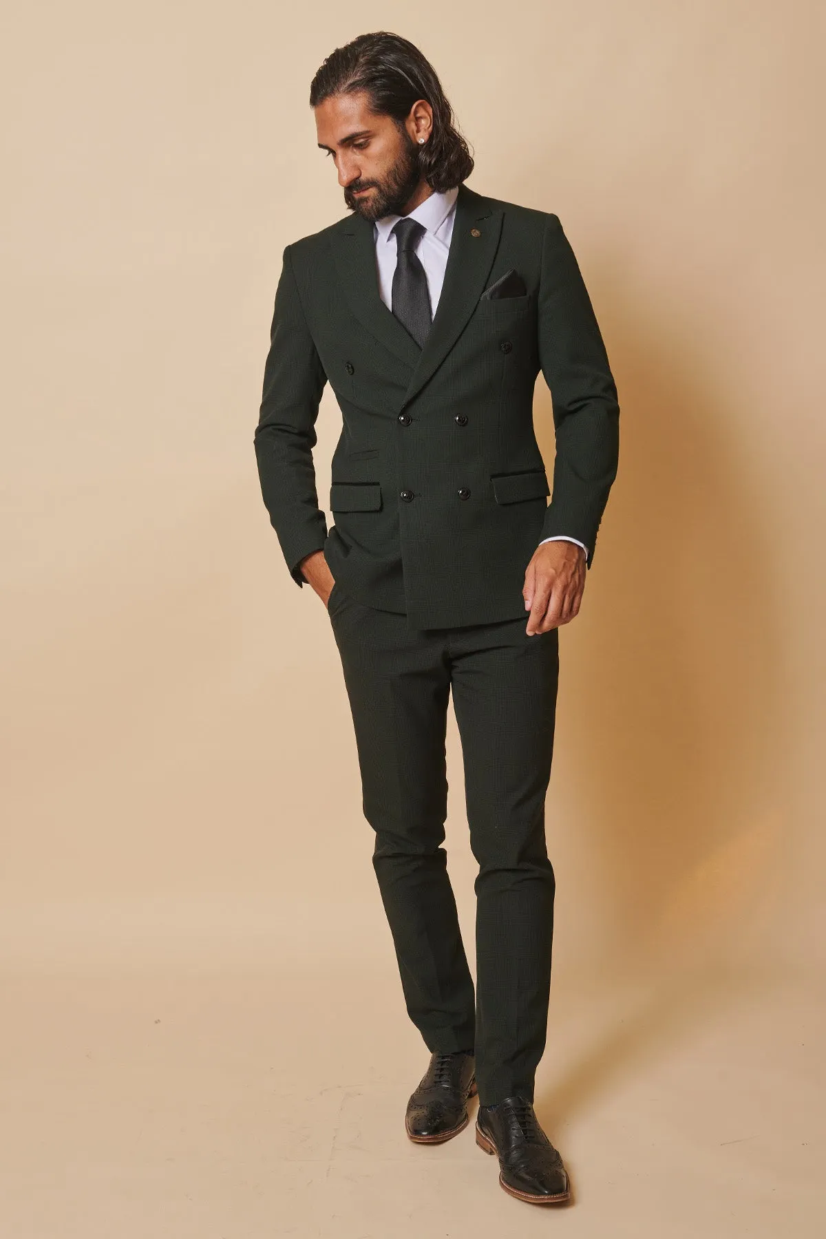 Coronation Street's Mason Radcliffe (Luca Toolan) In BROMLEY Olive Green Double Breasted Two Piece Suit sold by Marc Darcy product image thumbnail 4