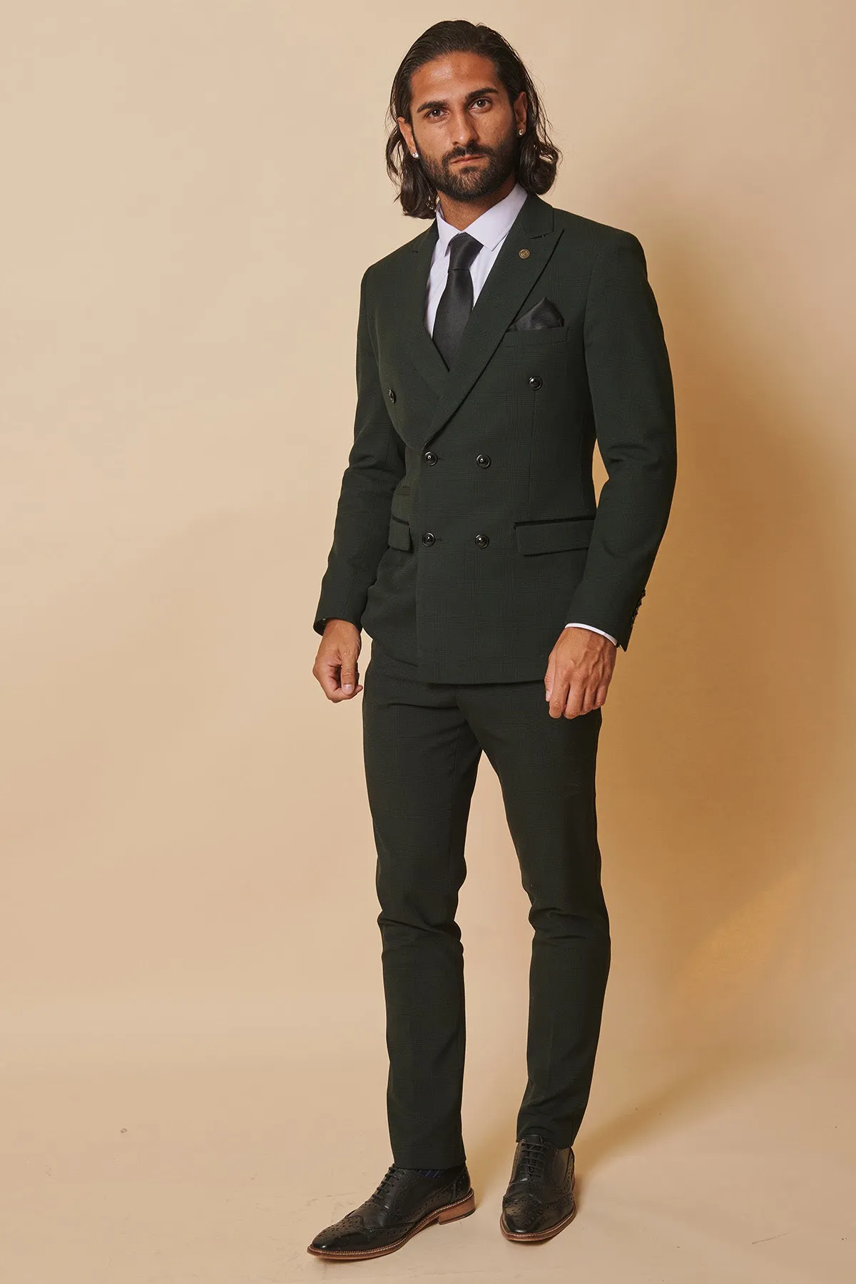 Coronation Street's Mason Radcliffe (Luca Toolan) In BROMLEY Olive Green Double Breasted Two Piece Suit sold by Marc Darcy product image thumbnail 5